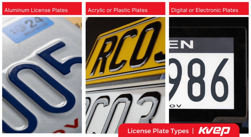 license plate types based on material differences