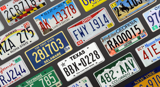 license plate designs of different colors and graphics2